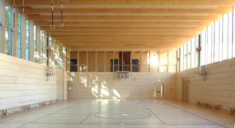 Turnhalle im Baukastensystem (Foto: Beyerle DInka Scheible Hoffmann, Architekten BDA Fellbach)