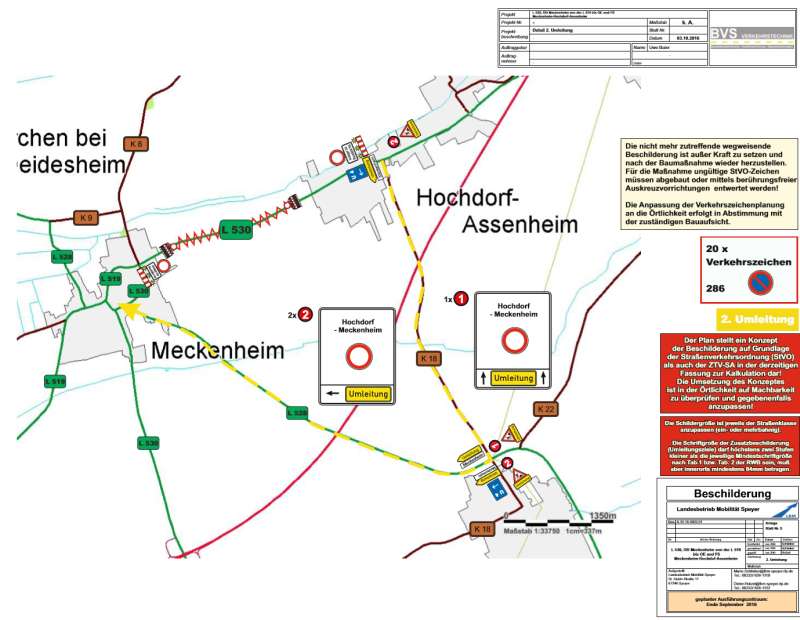 L 530, OD Meckenheim von der L 519 bis OE und FS Meckenheim-Hochdof-Assenheim (Grafik: LBM Speyer)