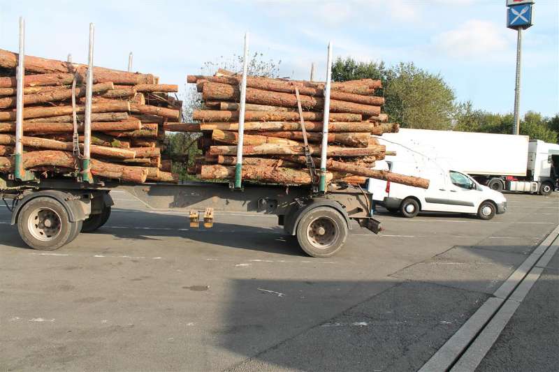 Das Holz ragte über die Ladeflächer hinaus. (Foto: Polizei)