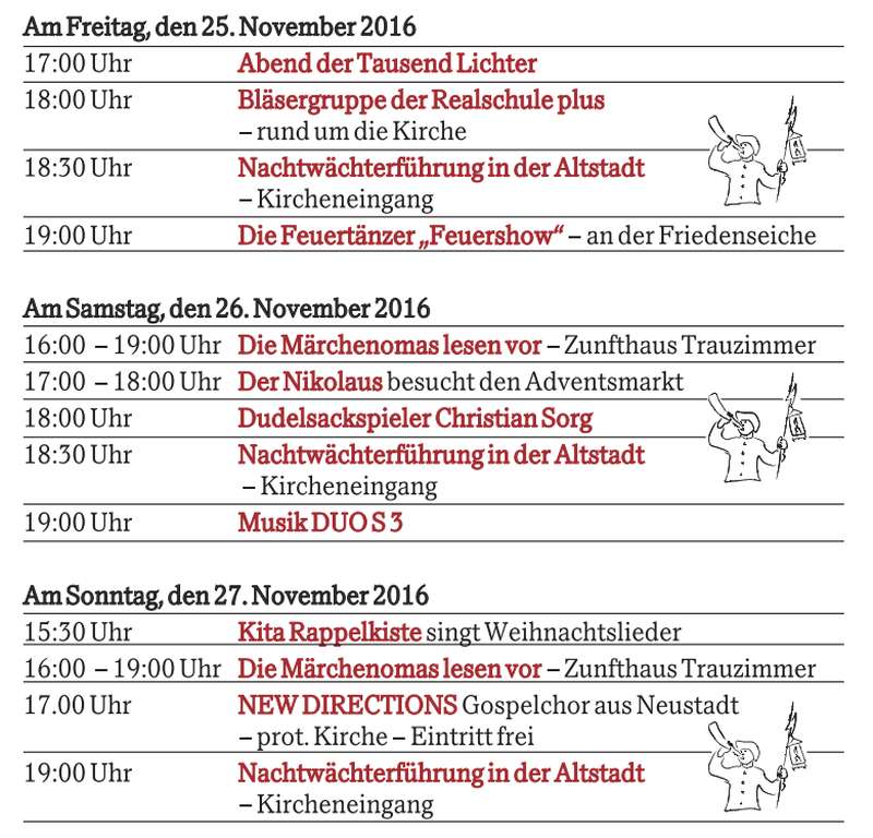 Programm am 1. Adventwochenende