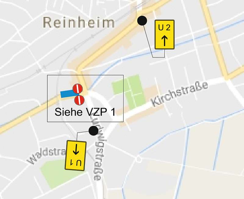 Ausschnitt des Umleitungsplans (Quelle: Hessen Mobil)