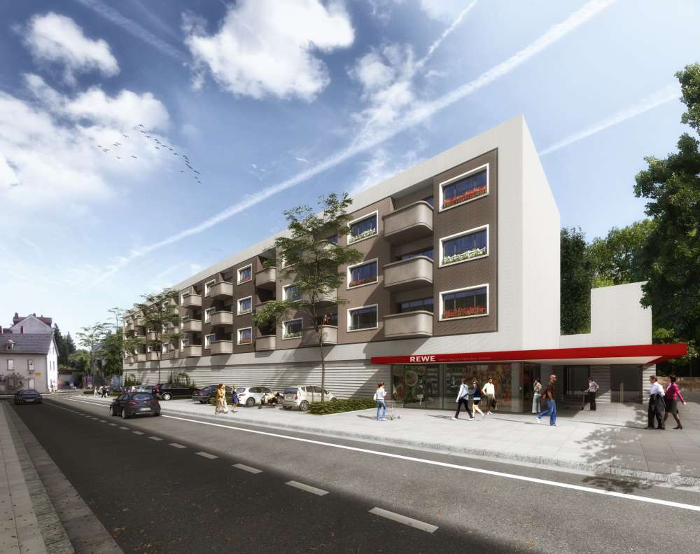 Visualisierung neues Wohngebäude mit Supermarkt in der Maybachstraße (Foto: Architekturbuero Jo Franzke)