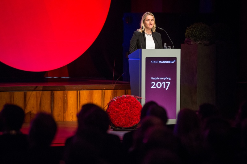 Verena Bentele, Beauftragte der Bundesregierung für die Belange von Menschen mit Behinderung, war die Gastrednerin beim Neujahrsempfang 2017. (Quelle: Stadt Mannheim / Foto: Andreas Henn)