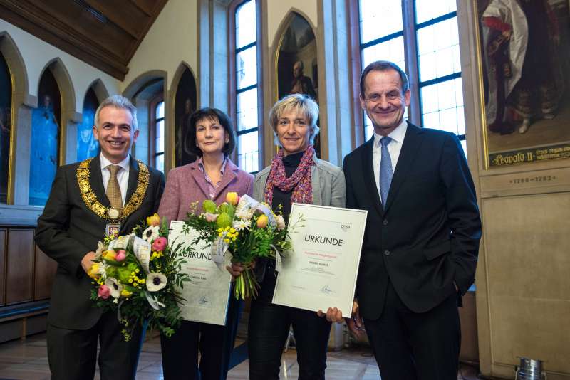 Neujahrsempfang des DOSB mit OB Peter Feldmann, Christa Thiel, Ingrid Klimke und Alfons Hörmann (Foto: Heike Lyding)
