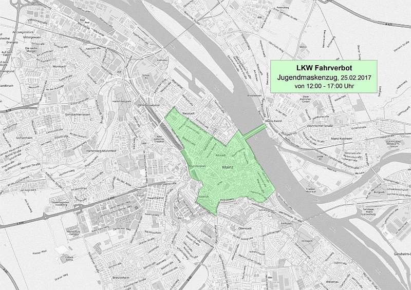 LKW-Fahrverbot am Jugendmaskenzug (Foto: Stadt Mainz)