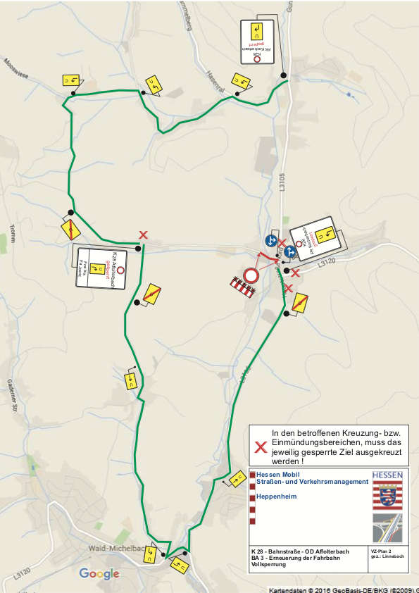 Umleitung während des Bauabschnitts 3 (Quelle: Hessen Mobil)