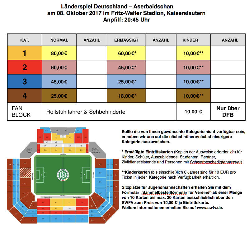 Länderspiel Deutschland – Aserbaidschan  am 08. Oktober 2017 im Fritz-Walter Stadion, Kaiserslautern Anpfiff: 20:45 Uhr  