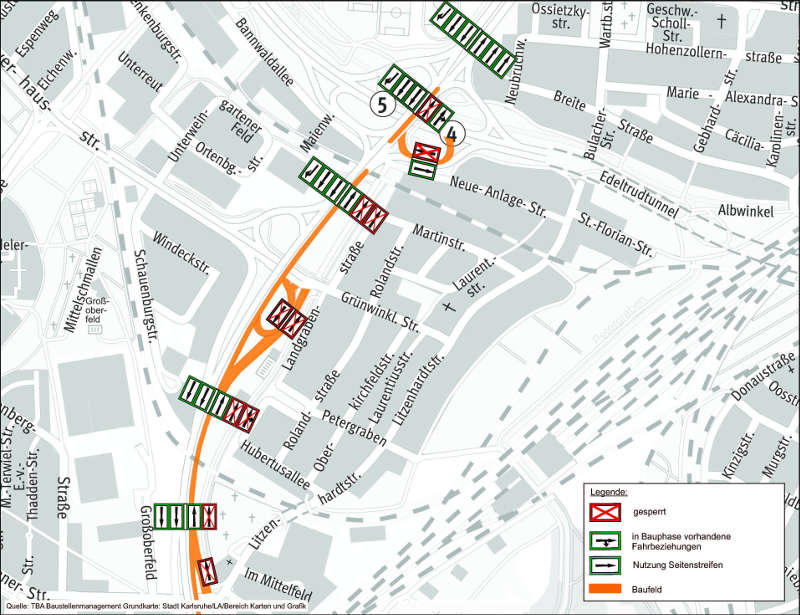 Baufeld der Baustelle L605 (Plan: TBA)