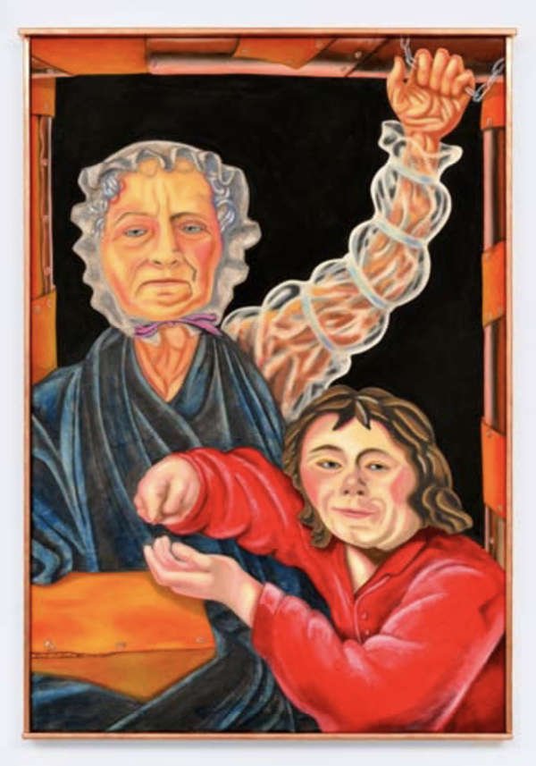 Magnus Andersen, Etiquette of an Almond Blancher, 2017 Acryl und Öl auf Leinwand, Kupfer-Rahmen, Courtesy: Der Künstler und Neue Alte Brücke, Frankfurt am Main