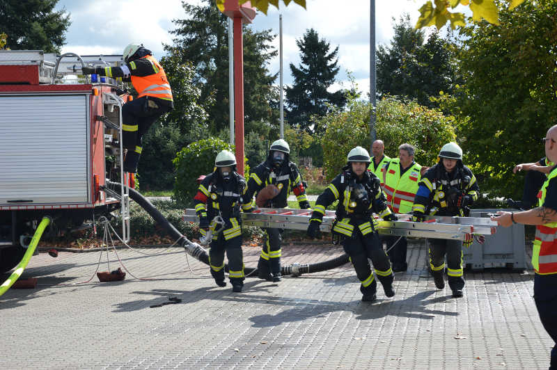 Transport der vierteiligen Steckleiter (Foto: Anastasia Kronauer)