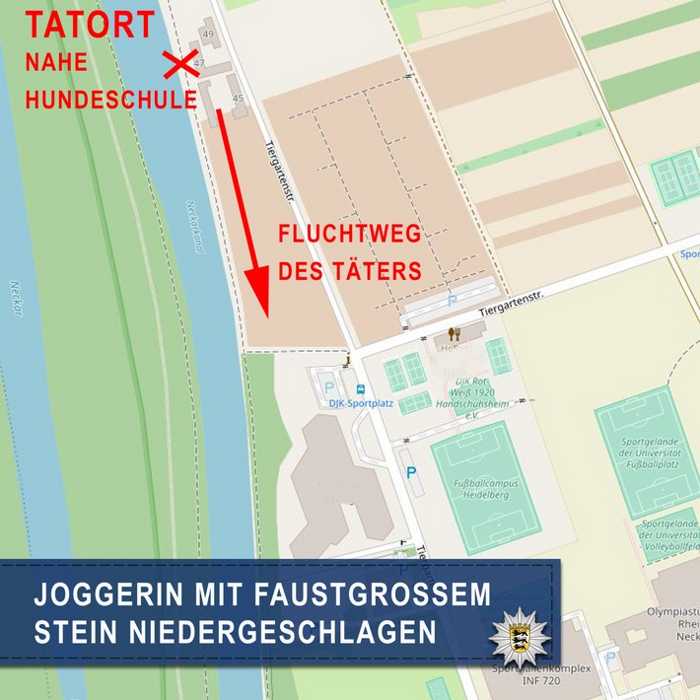 Tatort mit Fluchtrichtung des Täters