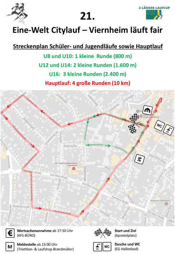 Strecken Citylauf (Quelle: Stadt Viernheim)
