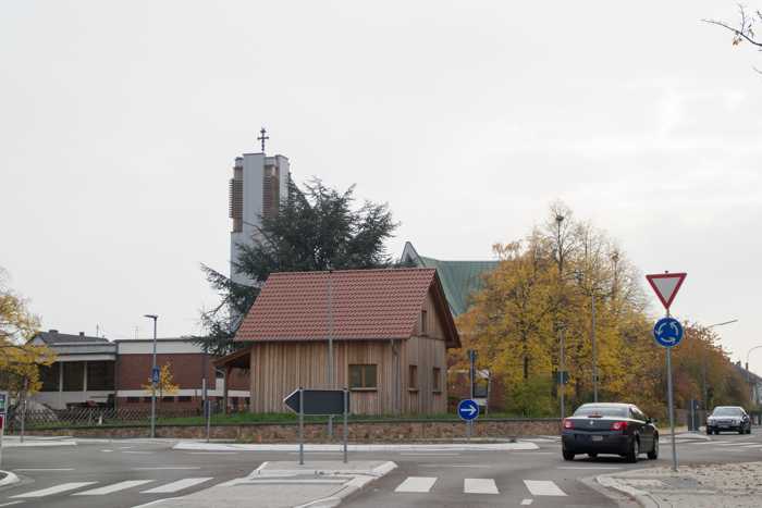 Dies wird in Zukunft der „Löwen-Kreisel“ sein. Die Skulptur wird in Richtung Dromersheim schauen, so hat man von der B9 kommend, den direkten Blick auf die Vorderseite. Foto: Stadt Bingen