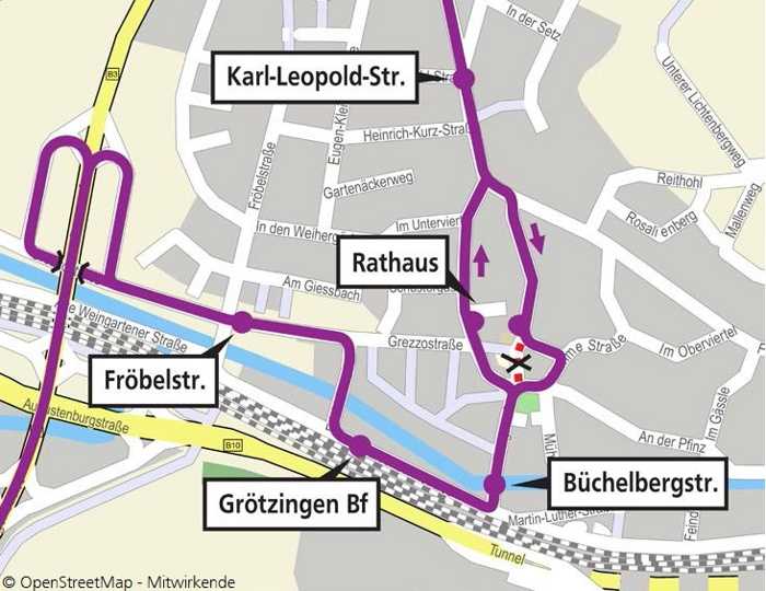 Umleitung Buslinie 21 am 9. November © OpenStreetMap - Mitwirkende