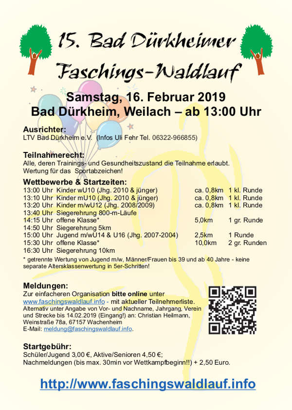 Faschingswaldlauf 2019 (Quelle: LTV Bad Dürkheim)