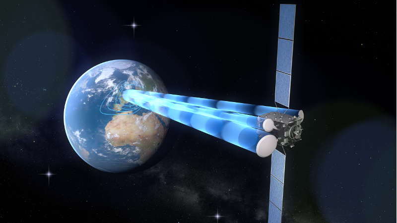 Ab dem Jahr 2021 soll "Heinrich Hertz" die Erde auf einer geostationären Umlaufbahn in einer Höhe von rund 36.000 Kilometern umkreisen. An Bord befinden sich neben neuen Technologien, die unter Weltraumbedingungen getestet werden sollen, rund 20 Experimente zur Kommunikations-, Antennen- und Satellitentechnik. (Foto: OHB System AG)