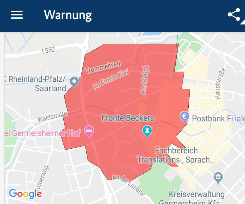 Fliegerbombe Germersheim KATWARN