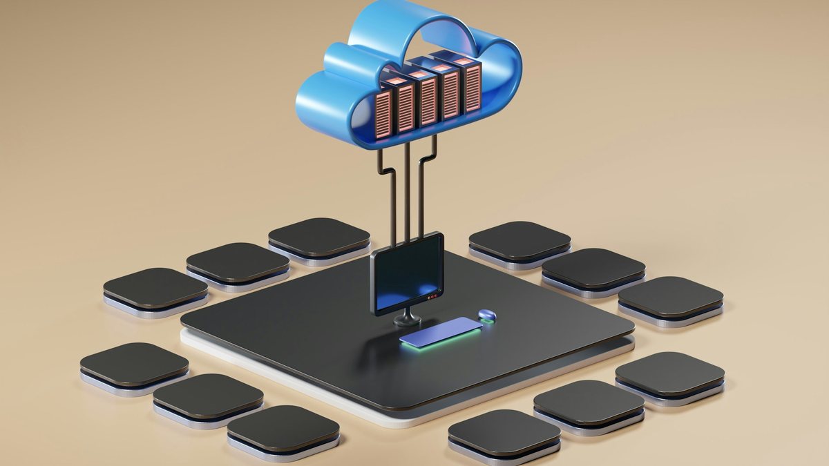 Illustration eines vernetzten Cloud-Systems