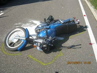 Der Fahrer dieses Motorrads verunfallte heute in LU-Oppau.