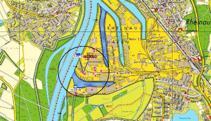 Evakuierungsradius für die Bombenentschärfung im Rheinauhafen