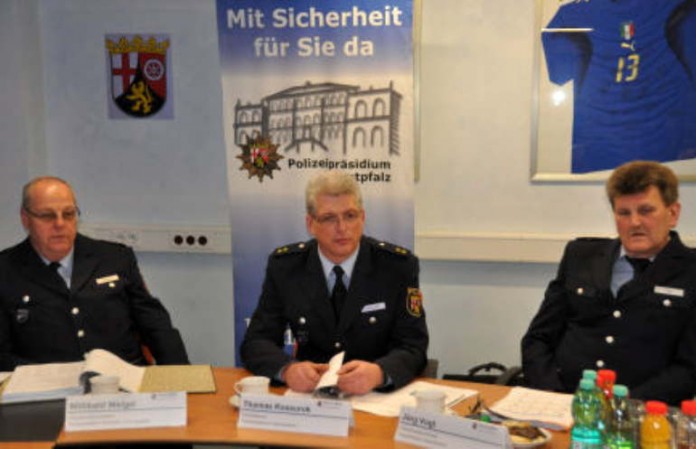 Bildmitte: Polizeioberrat Thomas Kossurok, Leiter der Polizeiinspektion Kaiserslautern 1