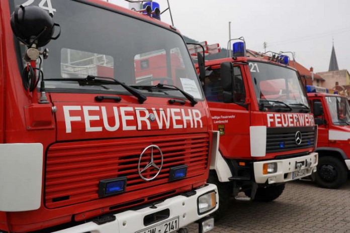 Feuerwehrfahrzeuge während der Präsentation