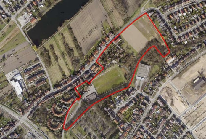 Auf ehemaligem Gelände des VfB 05 Knielingen soll neues Wohnquartier entstehen.