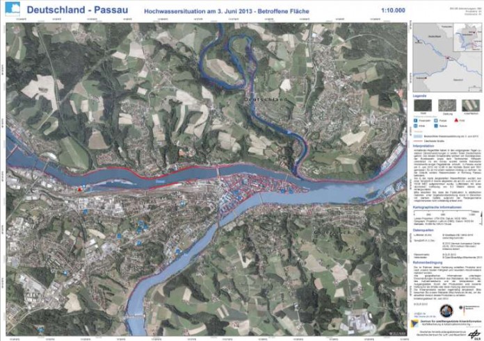 Das Zentrum für satellitengestützte Kriseninformation (ZKI) des Deutschen Zentrums für Luft- und Raumfahrt (DLR) erstellt aus Satellitendaten Karten für die Helfer im Einsatz.