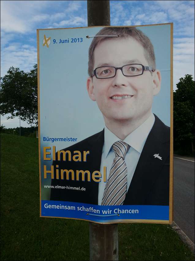 Wahlplakat zur Bürgermeisterwahl der Gemeinde Malsch. Im Bild: Elmar Himmel
