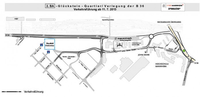Die Verkehrsführung ab 11.07.13 der B 36.