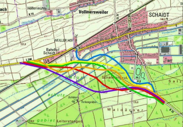 Plan mit den verschiedenen Routen.