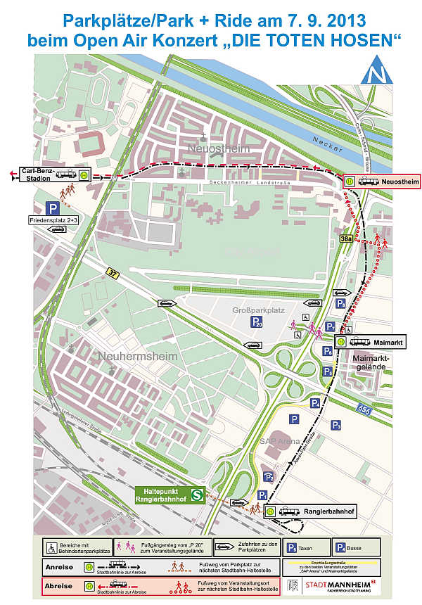 Parkplätze und Park&Ride beim Open Air der Toten Hosen