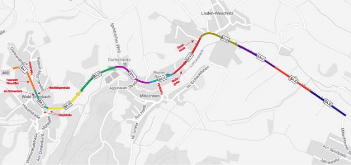 Baumaßnahme B 460 Wald-Erlenbach - Lörzenbach