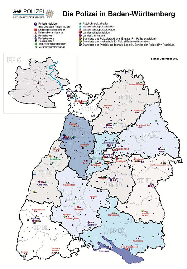 Übersichtskarte Polizei Baden-Württemberg