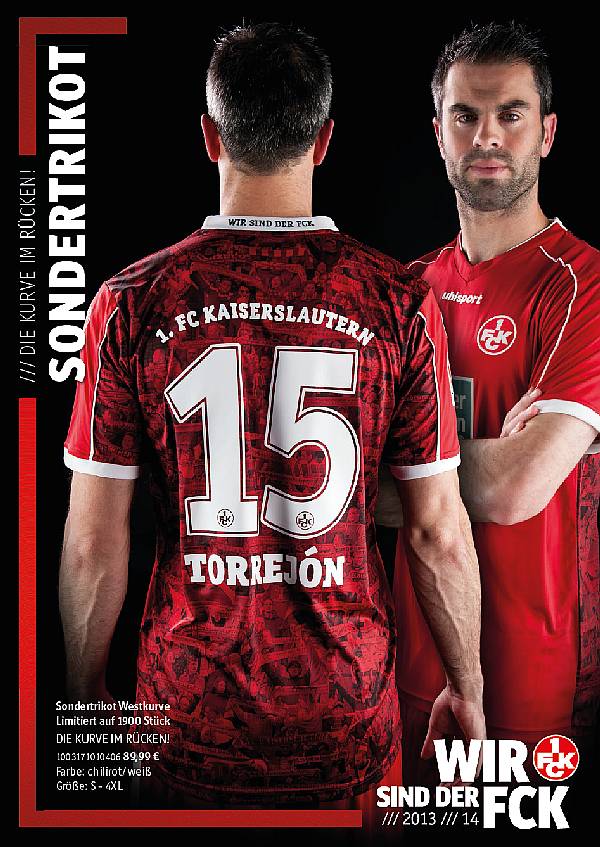 Das FCK-typische chili rot gehaltene Trikot ist ab 08.01.14 erhältlich.
