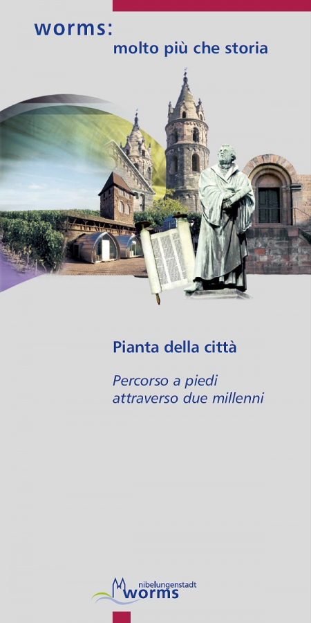 Der Innenstadtplan "Zu Fuß durch zwei Jahrtausende" in italienischer Sprache.