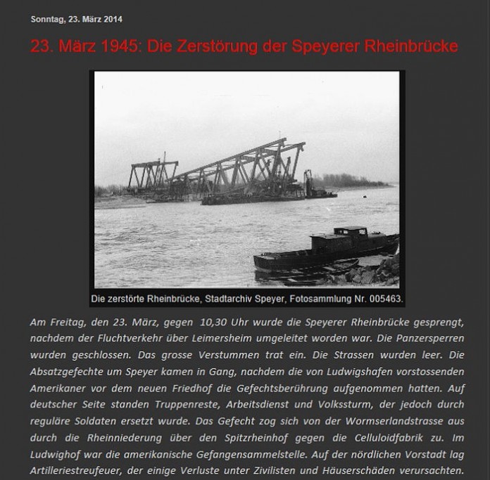 Die Zerstörung der Speyerer Rheinbrücke