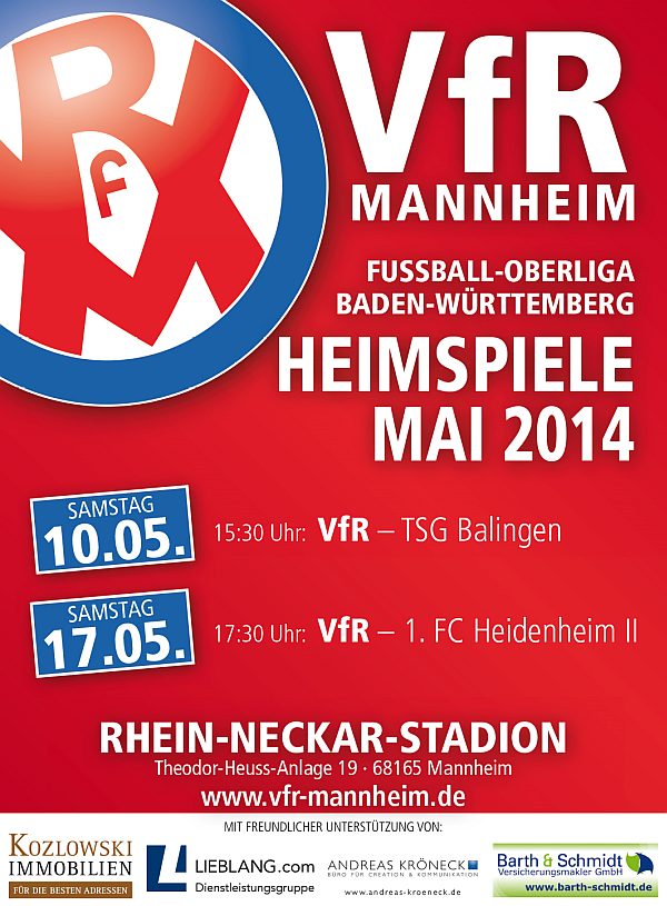 Das Heimspielplakat mit den Mai-Terminen.