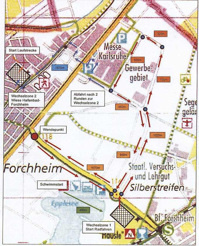 Der Streckenverlauf des Triathlons