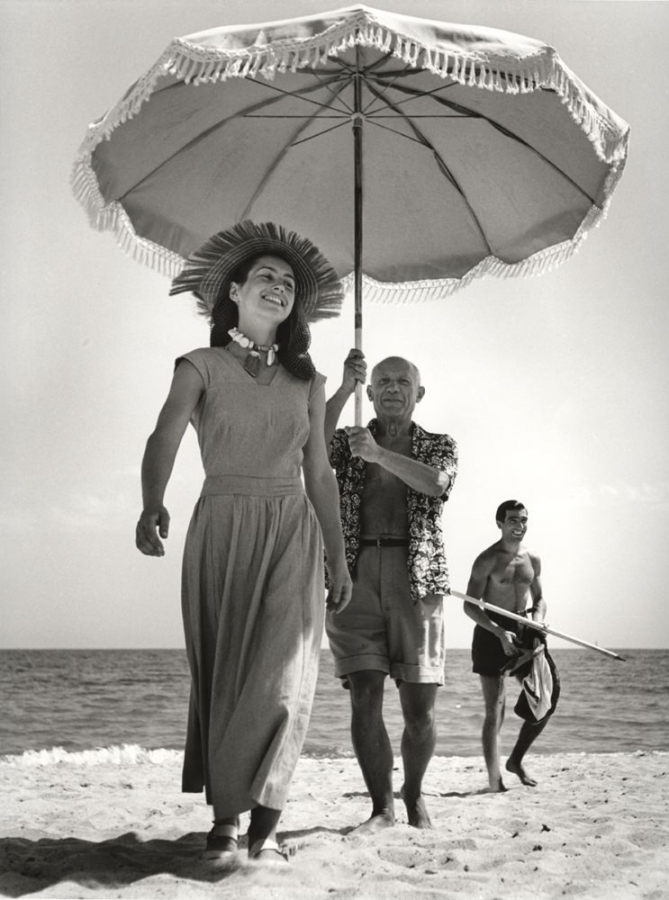 Golfe-Juan, France, August 1948. Pablo Picasso and Françoise Gilot Photograph by Robert Capa / International Center of Photography, New York—Collection of the Hungarian National Museum