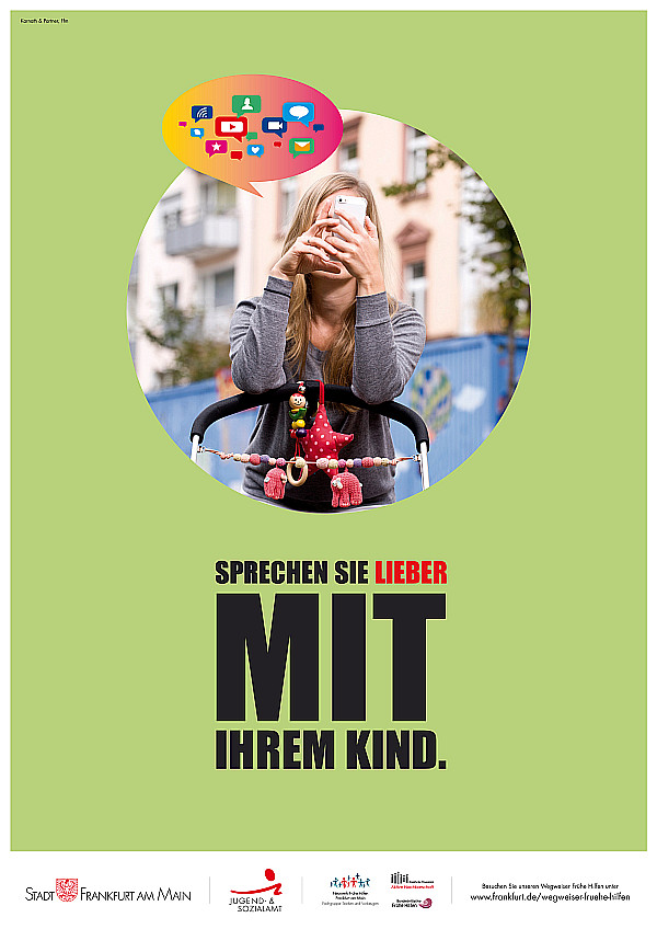 Plakatmotiv zum Handy-Gebrauch von Eltern