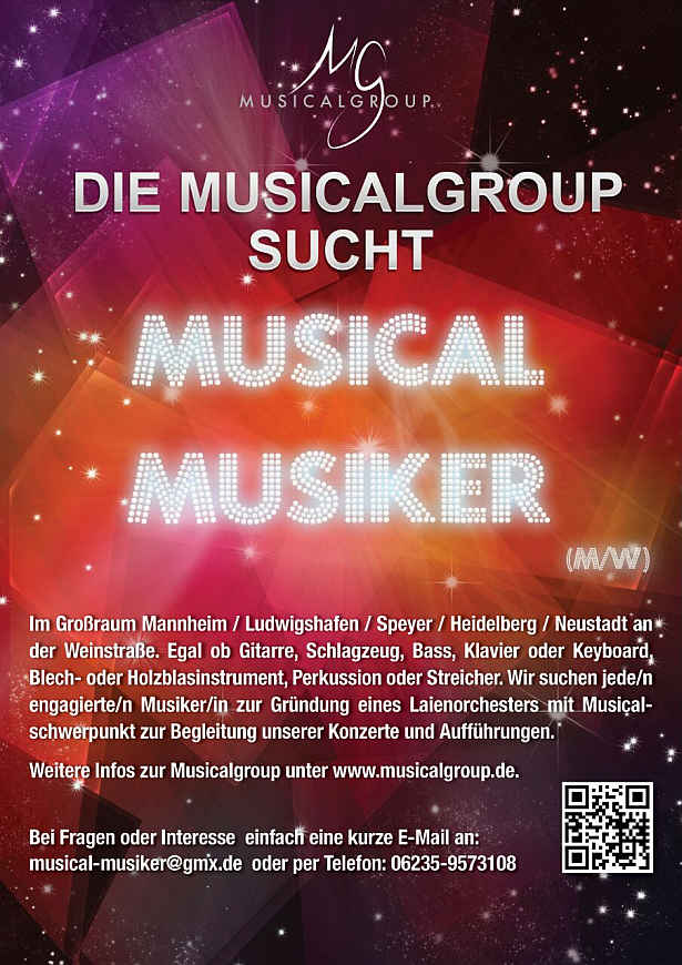 Die Musicalgroup e.V. sucht Musikerinnen und Musiker für die Begleitung ihrer Laienmusicalaufführungen