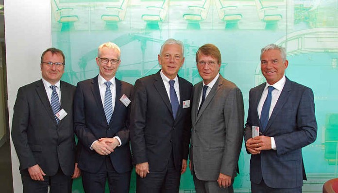 Klaus Mandel, Lutz Mai, Oberbürgermeister Harry Mergel, Ronald Pofalla und Thomas Strobl MdB