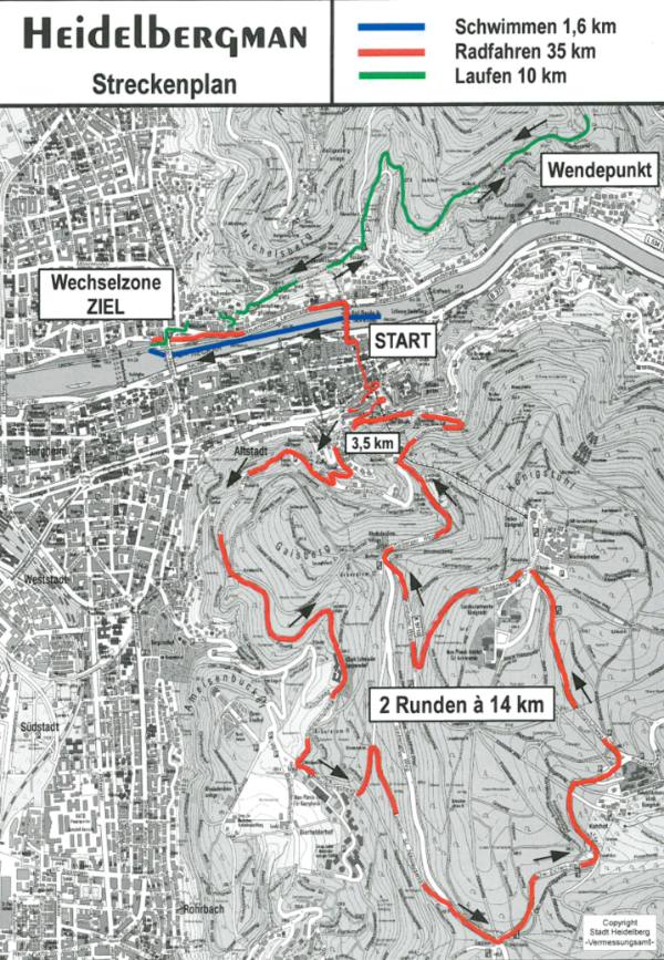 Streckenplan des „Heidelbergman 2015“