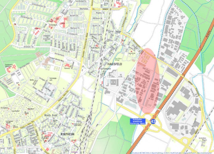 Der Fußweg entlang der Pfinz in Hagsfeld zwischen den Straßen "Am Storrenacker" und "Brückenstraße" ist bis auf Weiteres gesperrt