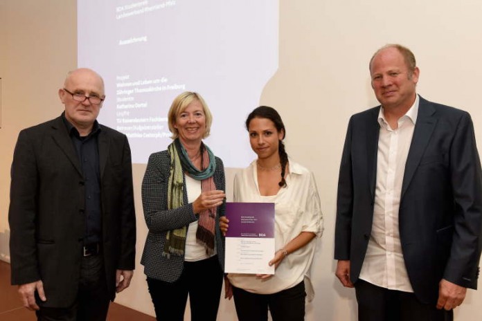 Prof. Heribert Gies, Doris Ahnen (Ministerin der Finanzen und Bauen Rheinland-Pfalz), Katharina Oertel, Prof. Dipl.-Ing. Heinrich Lessing (v.l.n.r.). Es fehlt Cedric Back.