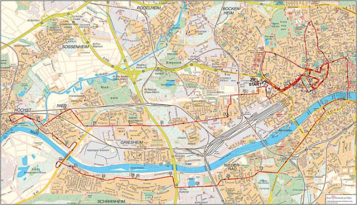Marathon-Streckenplan am 25.10.15
