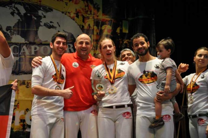 Karlsruher Preisträger "Lilás" und "Choquito" mit Trainer Cao aus Karlsruhe und Mestrando Montanha aus Porto Alegre / Brasilien