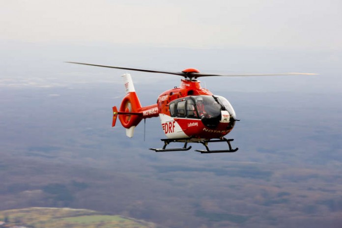 Der Hubschraubertyp EC 135 kommt auch auf der Mannheimer Station zum Einsatz