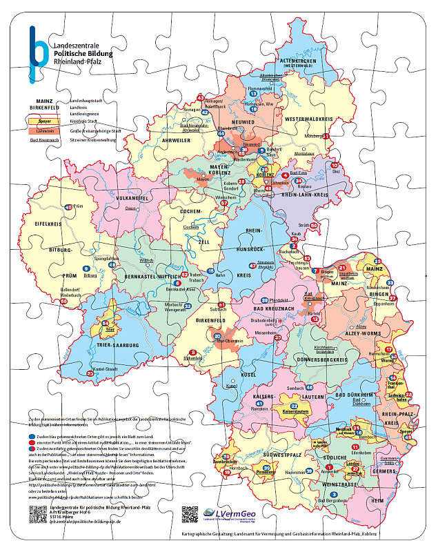 Das neue "Rheinland-Pfalz-Puzzle" bei der Landeszentrale für politische Bildung ist für 5 Euro Bereitstellungspauschale erhältlich
